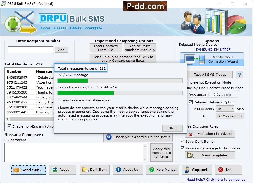 Bulk Text Messaging Software – Professional