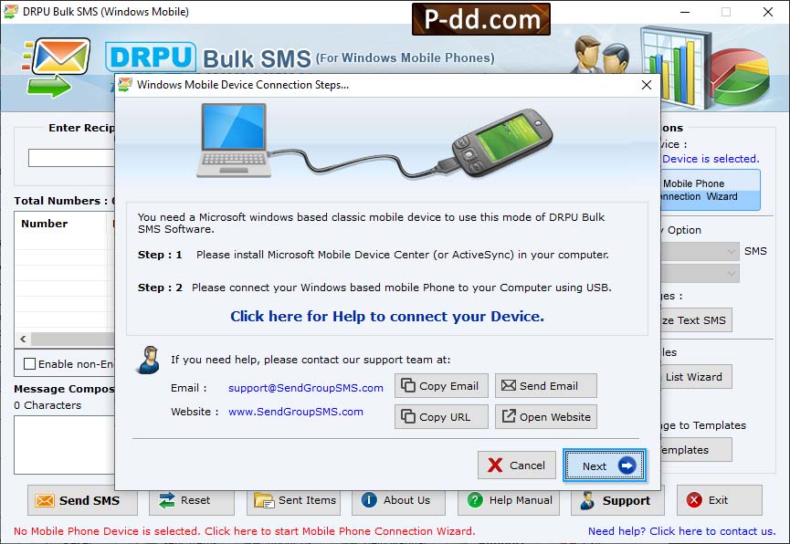 Bulk Text Messaging Software for Windows Based Mobile Phones  