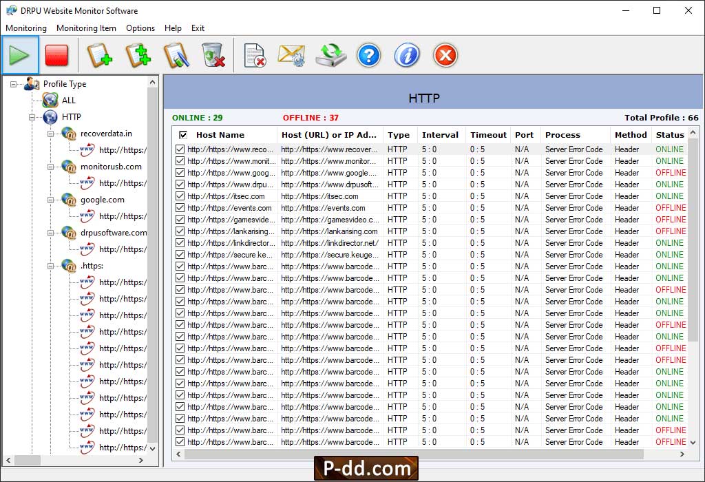 Outil de surveillance de site Web 