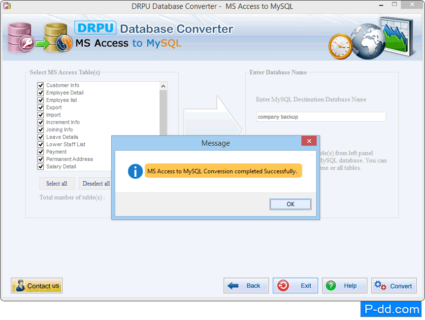 Conversion de la base de données MS Access vers MySQL