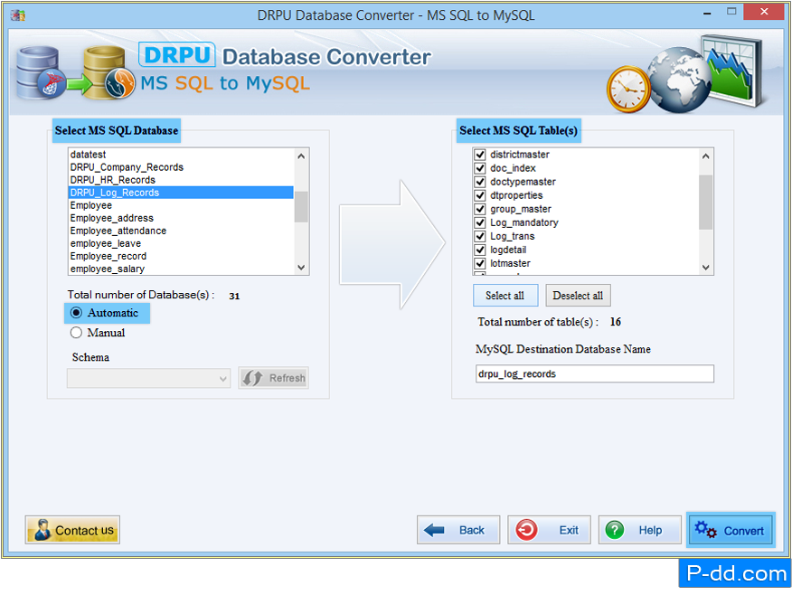 MSSQL naar MySQL-databaseconverter