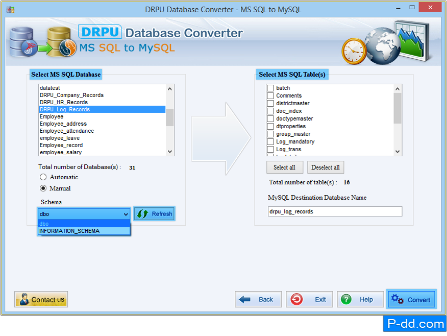 MSSQL naar MySQL-databaseconverter