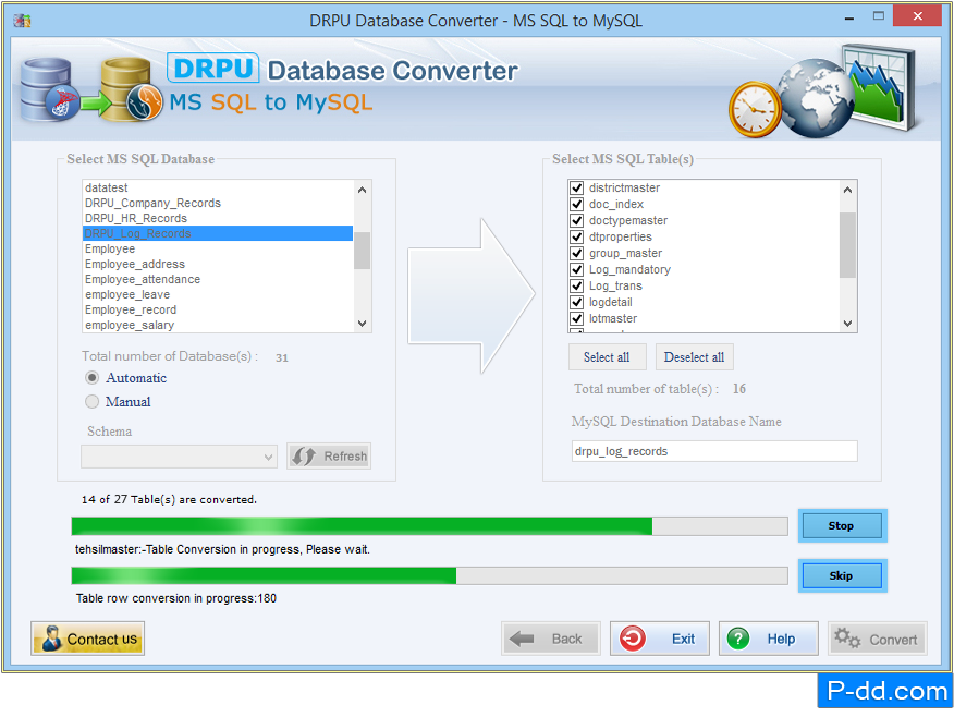 Conversor de banco de dados MSSQL para MySQL