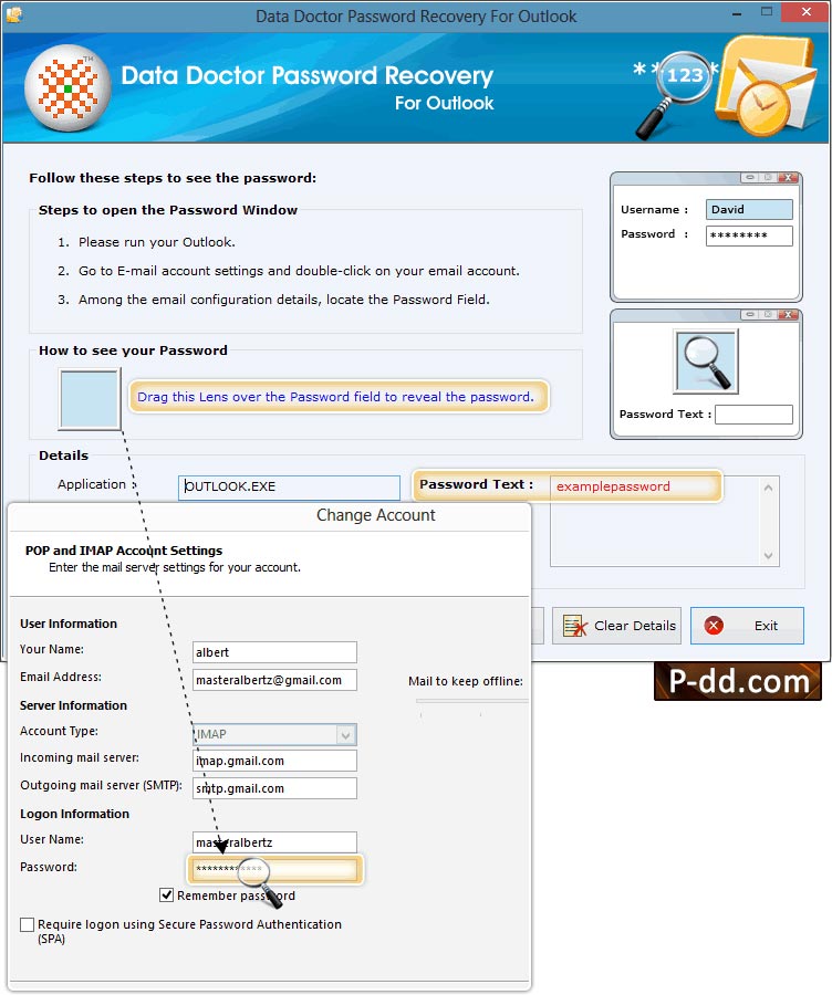 Logiciel de récupération de mot de passe Outlook et Outlook Express 