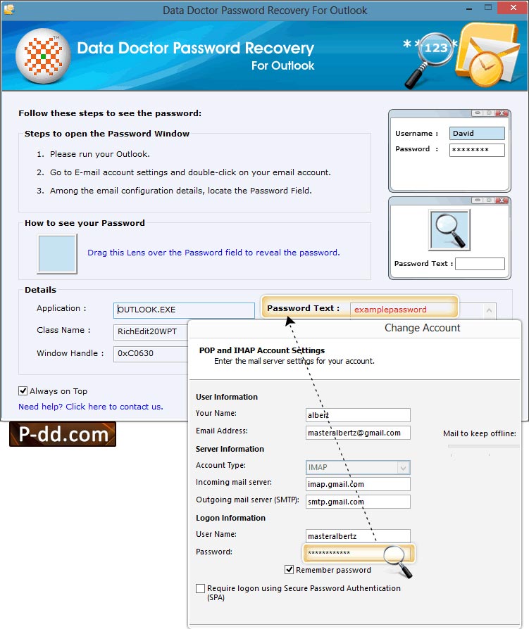 Logiciel de récupération de mot de passe Outlook et Outlook Express 