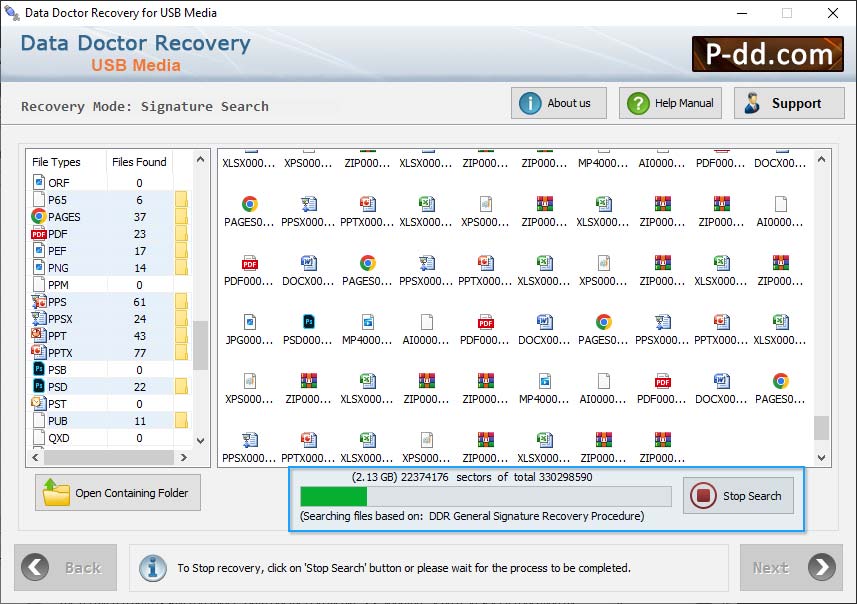 Software para recuperação de dados em mídia removível